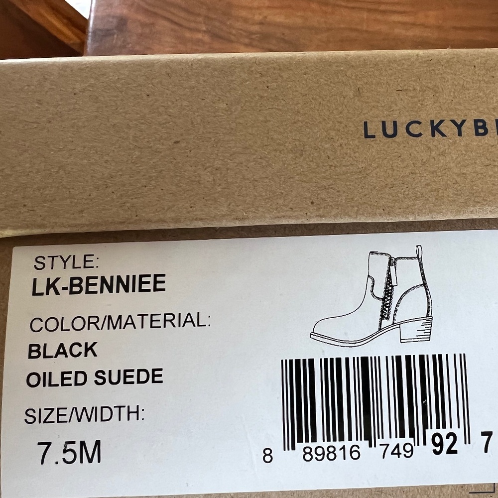 LUCKY BRAND LK Benniee Storm Suede Leather Ankle BOOTIES - Picture 6 of 6